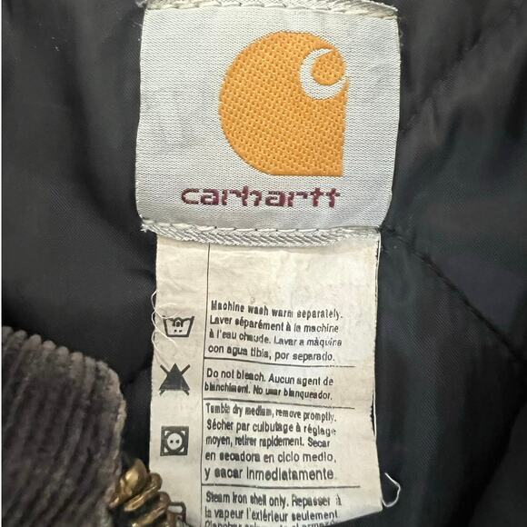 Vintage Carhartt Duck Canvas Work Vest Quilted Lined Green Corduroy Collar 4XL - Picture 8 of 9